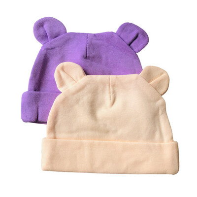 Peach & Purple Baby Bear Hat Sat