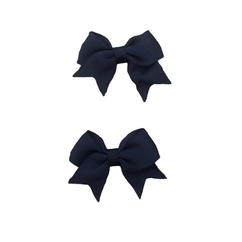 Navy Bow Hair Clips