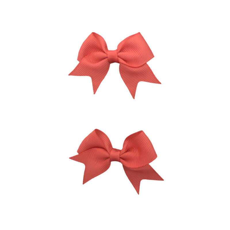 Coral Bow Hair Clips
