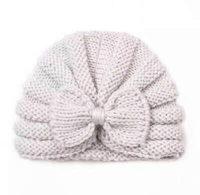 Beige Baby Bow Knitted Hat