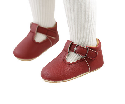 Wine Red Soft Leather Pre walker Shoes