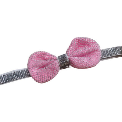 Pink & Silver Mesh Bow Baby Headband