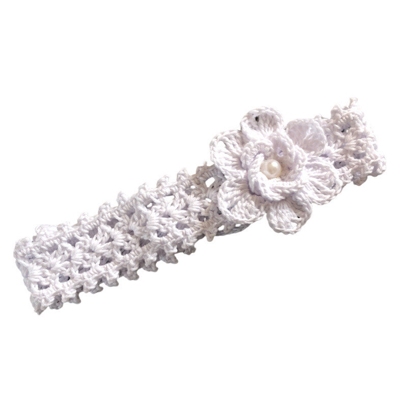 Hand Crochet White Flower Baby Headband