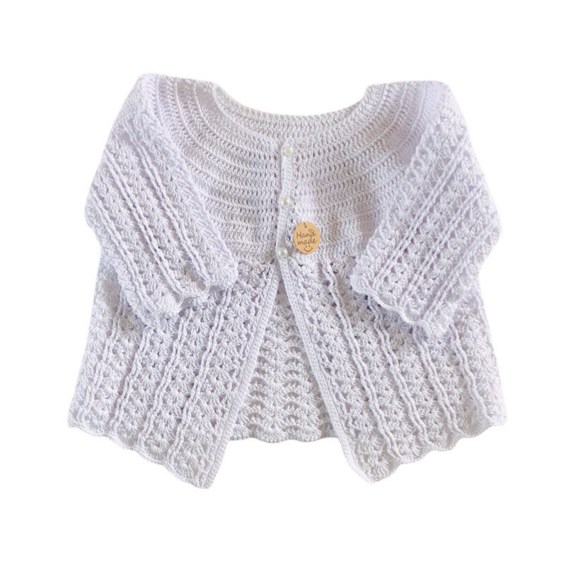 Beautiful Hand Crochet White Cardigan