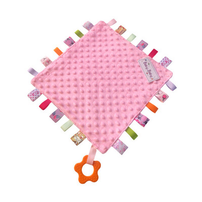 Pink Velour Taggie Baby Comforter With Teething Ring