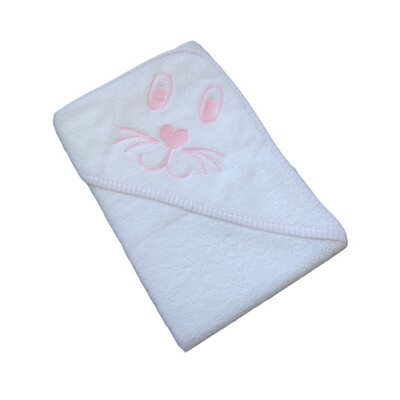 Pink Bunny Face Hooded Baby Towel