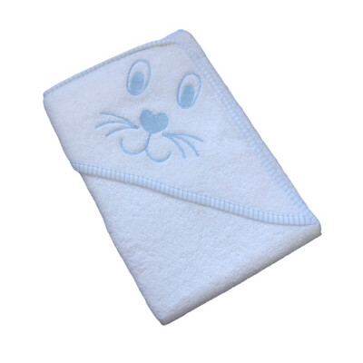 Blue Bunny Face Hooded Baby Towel