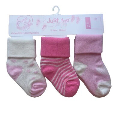 Pink Heart Baby Set of 3 Socks