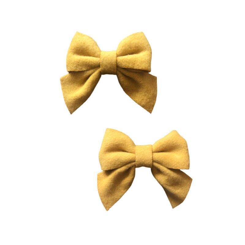 Mustard Yellow Felt Bow Hair clips