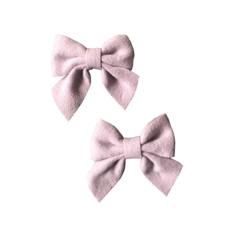 Mauve Purple Felt Bow Hair Clips