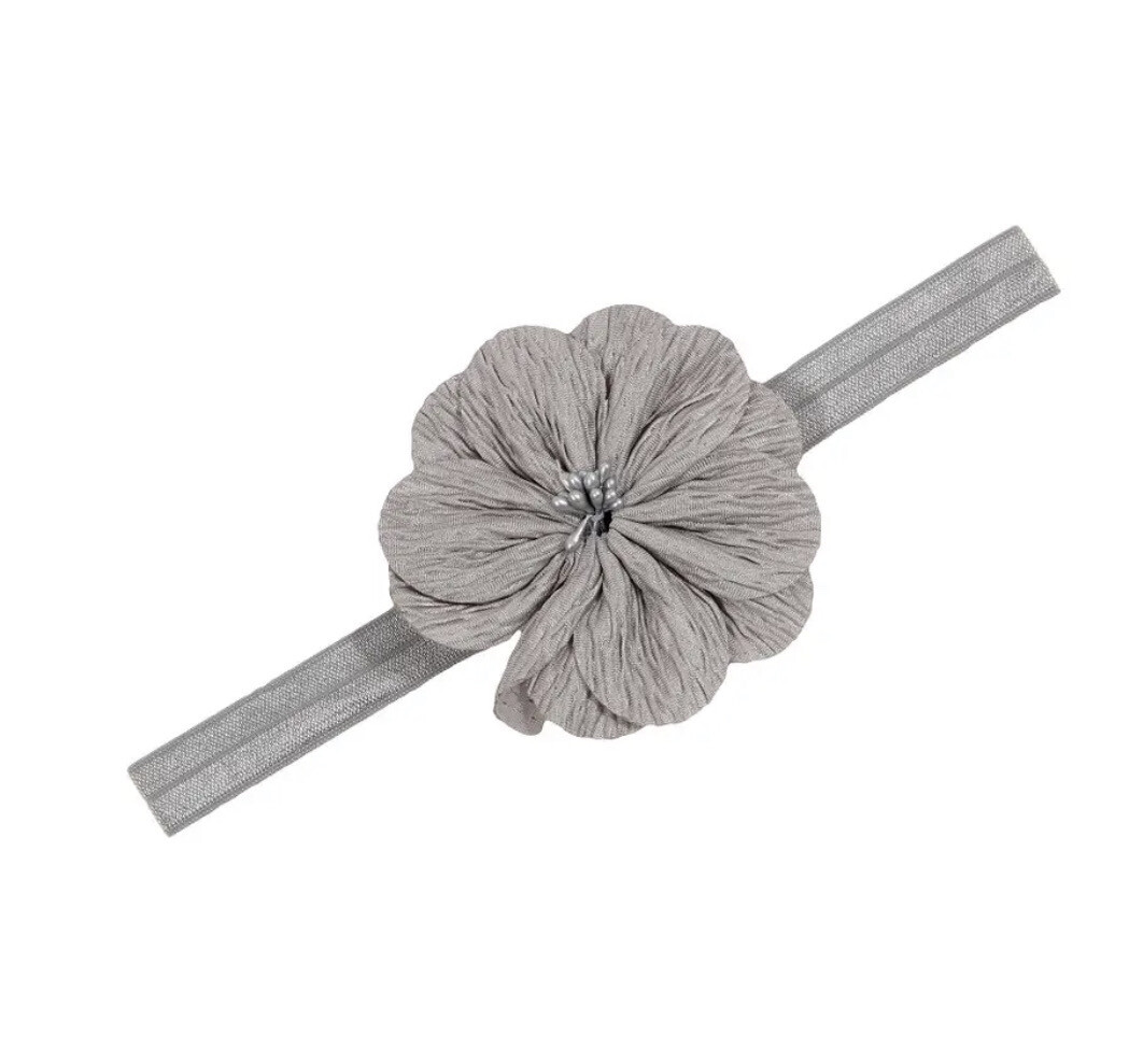 Grey Flower Baby Headband