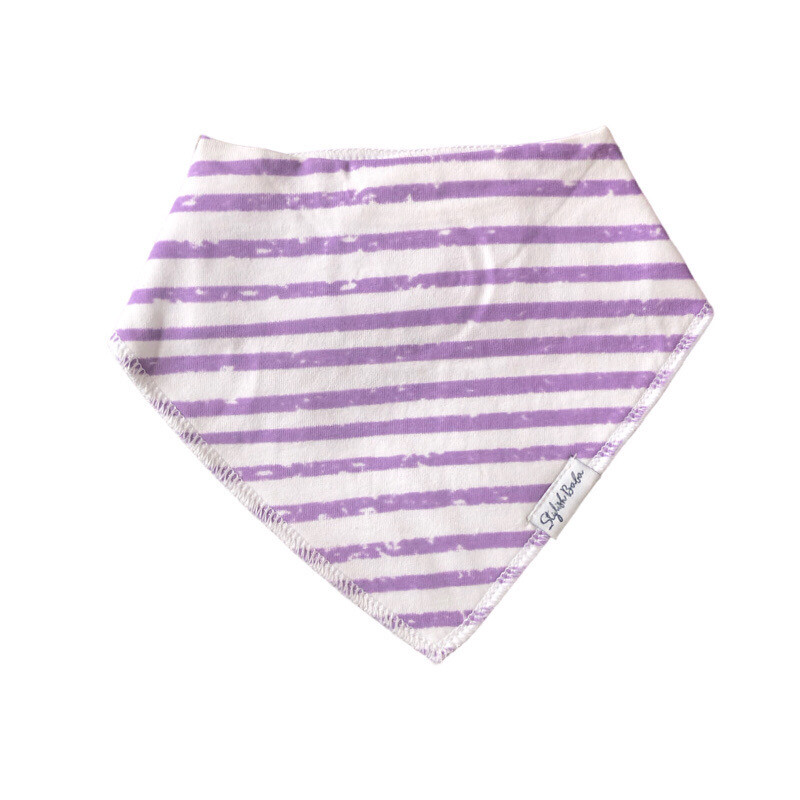 Purple Dashed Stripe Cotton Baby Bib
