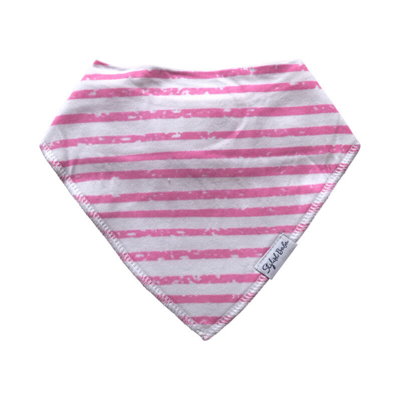 Pink Dashed Stripe Cotton Baby Bib