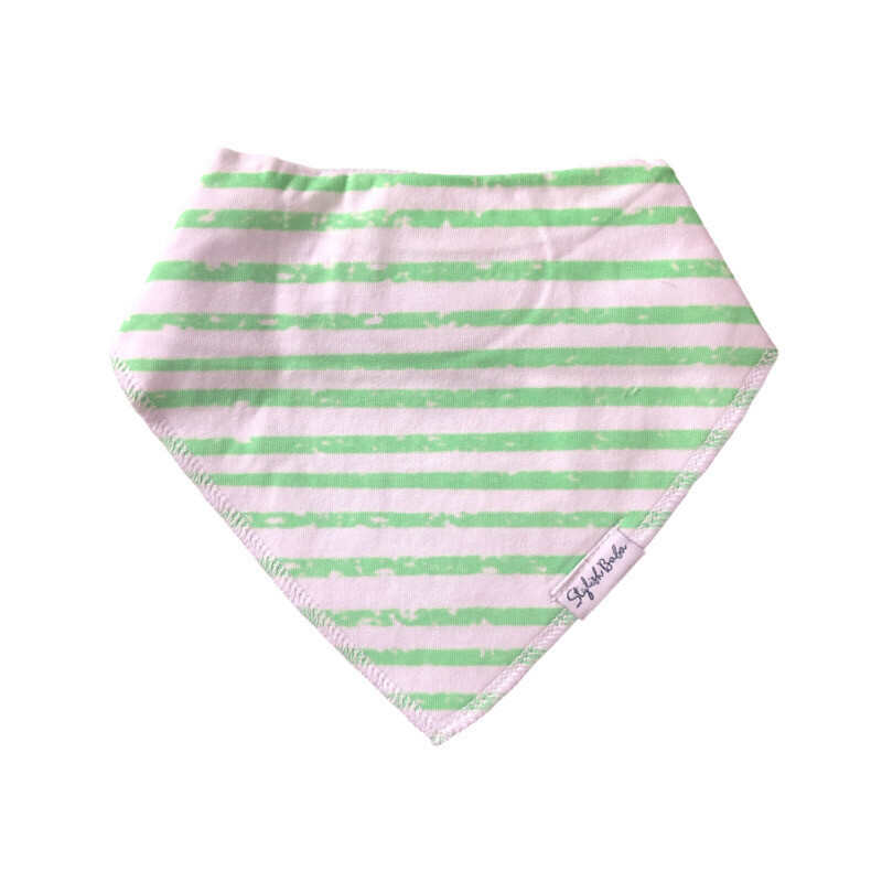 Green Dashed Stripe Cotton Baby Bib