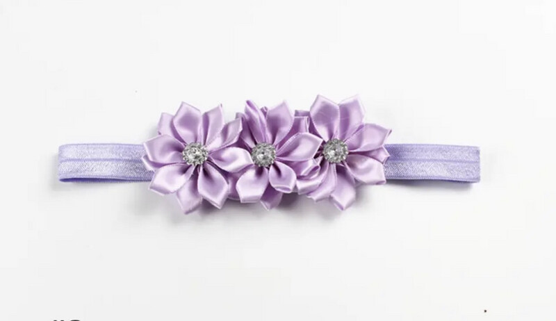 Purple Diamond Triple Flower Baby Headband