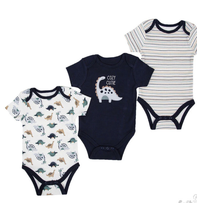 3 Pack Dinosaur Baby Bodysuit’s