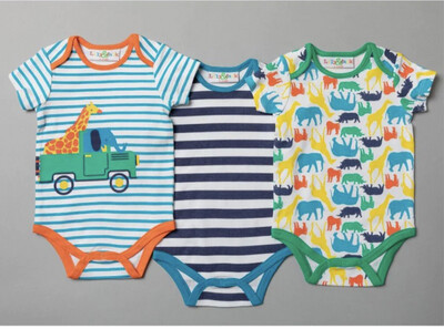 Set of 3 Giraffe Design Baby Bodysuits
