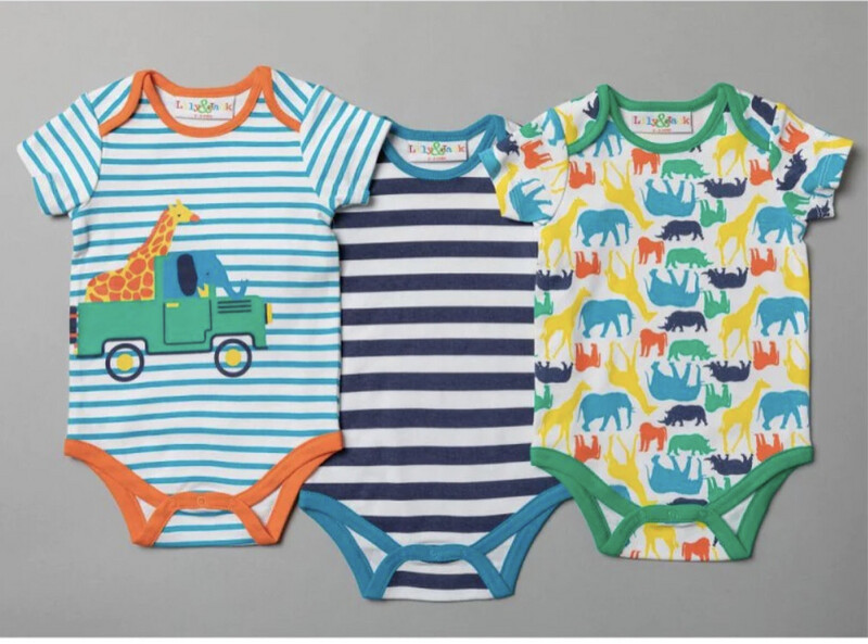 Set of 3 Giraffe Design Baby Bodysuits