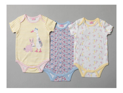Set of 3 Animal Baby Bodysuits