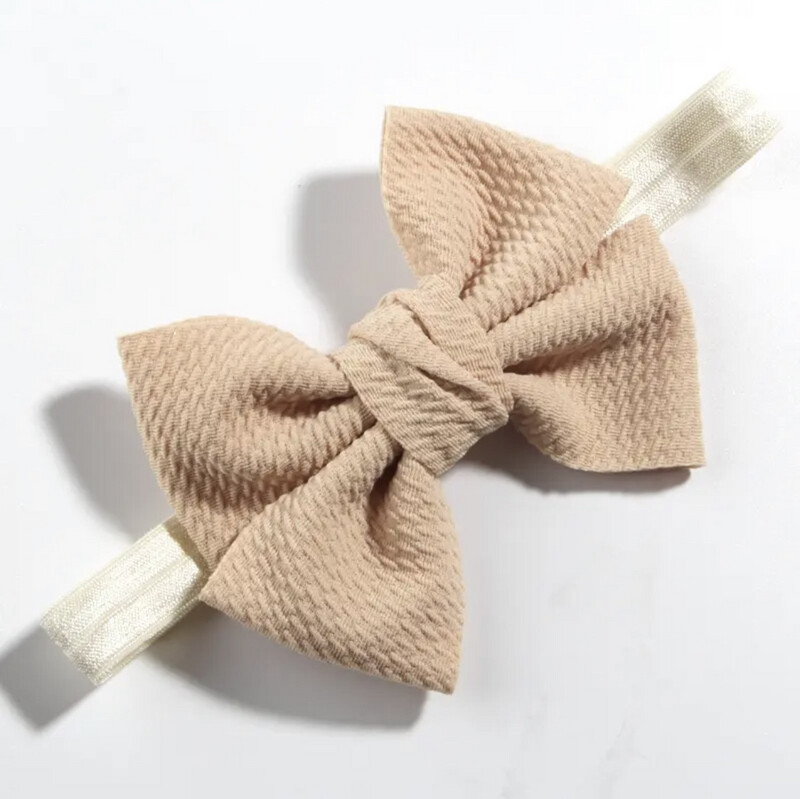 Khaki Brown Waffle Baby Bow Headband