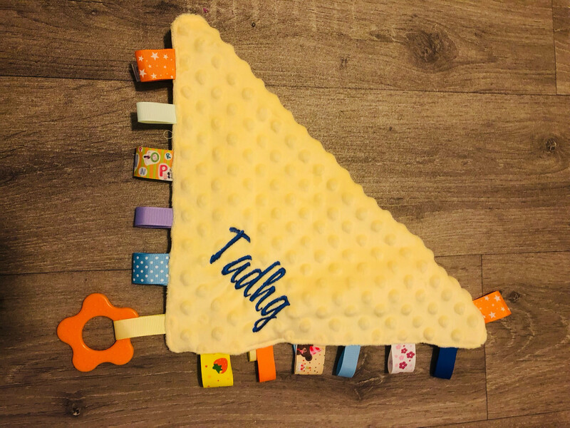 Yellow Baby Taggie Comforter With Teething Ring