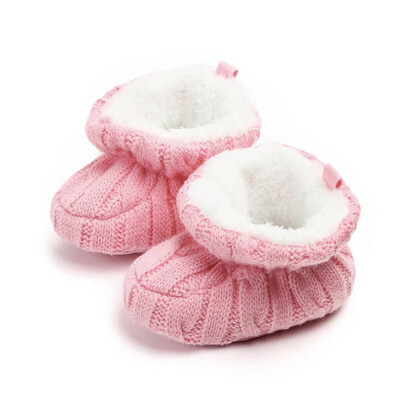 Cosy Pink Cotton Fur Lined Baby Booties