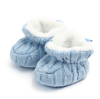 Cosy Blue Fur Lined Baby Booties