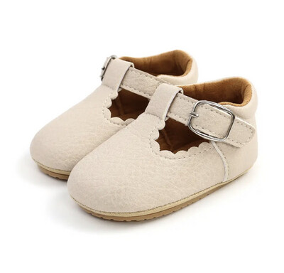 Soft Beige Leather Baby Prewalker Shoes
