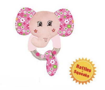 Pink Elephant Baby Bead Hand Rattle