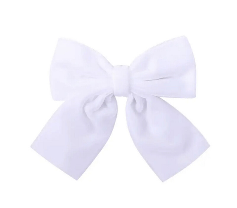 Girls Velvet White Big Bow Hair Clip