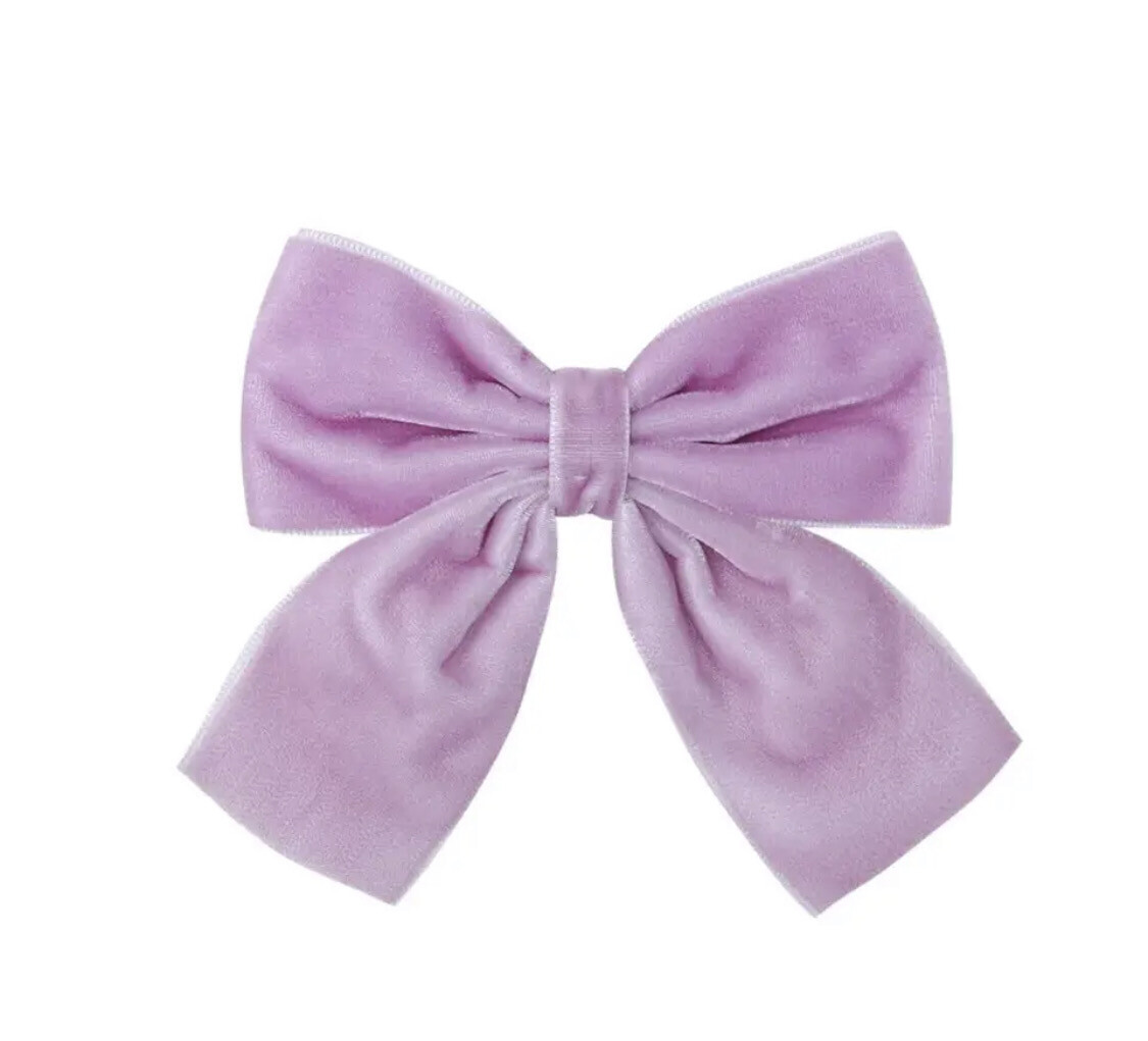 Girls Lilac Velvet Big Bow Hair Clip