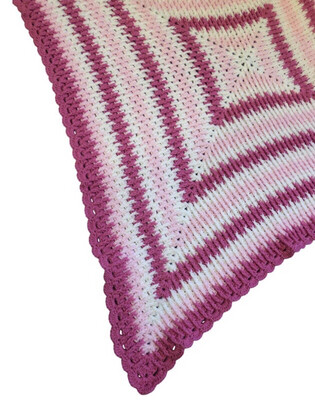 Beautiful Hand Crochet Pink Mosaic Baby Blanket
