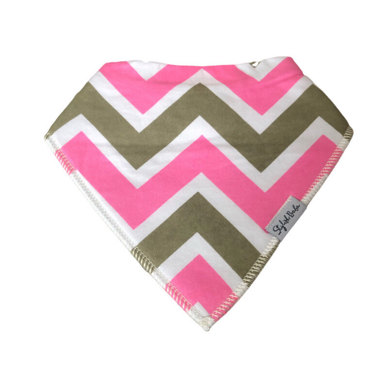 Pink & Grey Zig Zag Dribble Proof Baby Bib