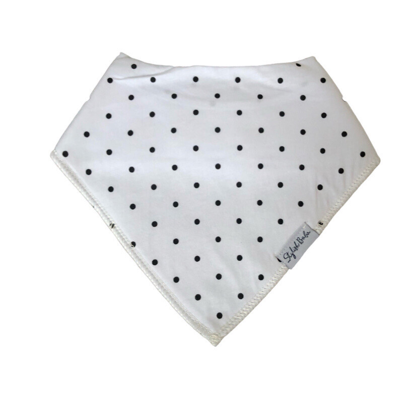 White & Black Polka Dot Dribble Proof Baby Bib