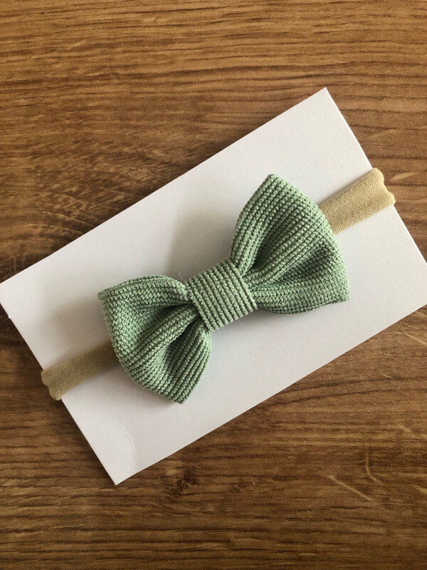 Pretty Sage Green Corduroy Baby Bow