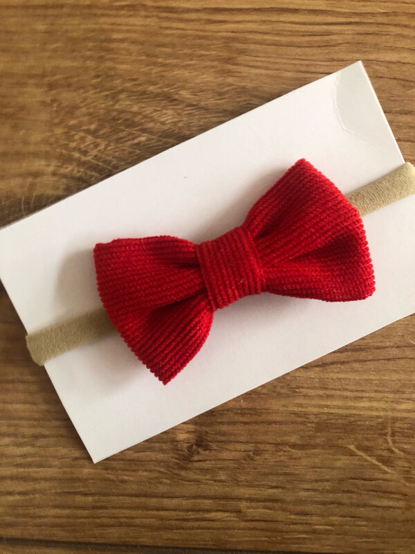 Pretty Red Corduroy Baby Bow