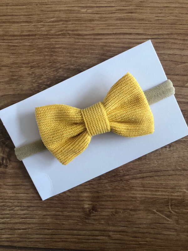 Pretty Yellow Corduroy Baby Bow