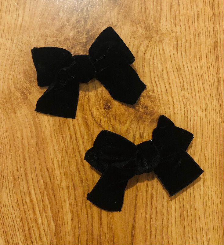 Set of Black Velvet Hair Bow Clips