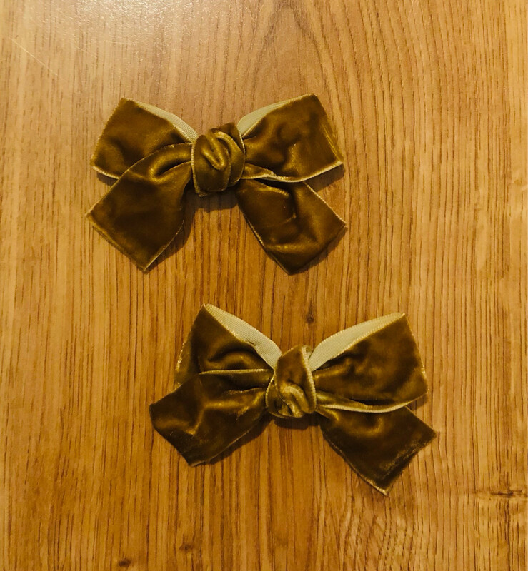 Set of Gold Velvet Hair Bow Clips