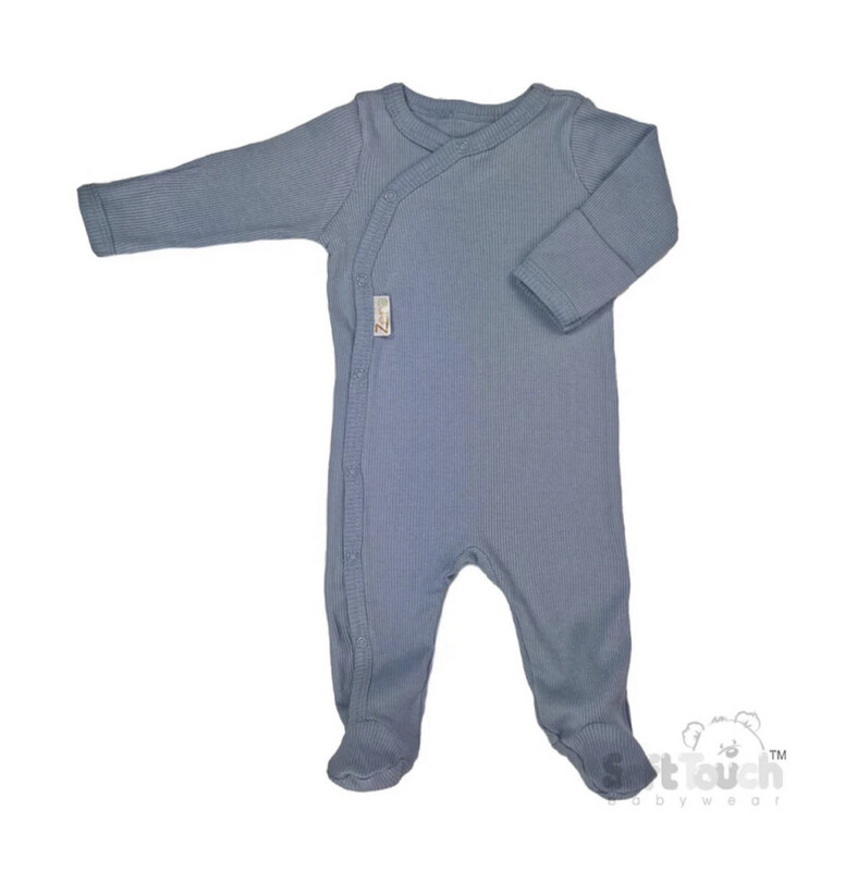 Personalised Dusty Blue Ribbed Babygrow