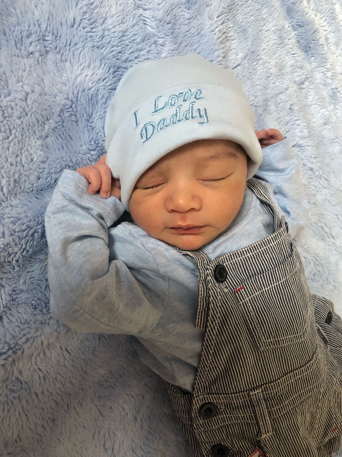 Blue Newborn Baby I Love Daddy Hat