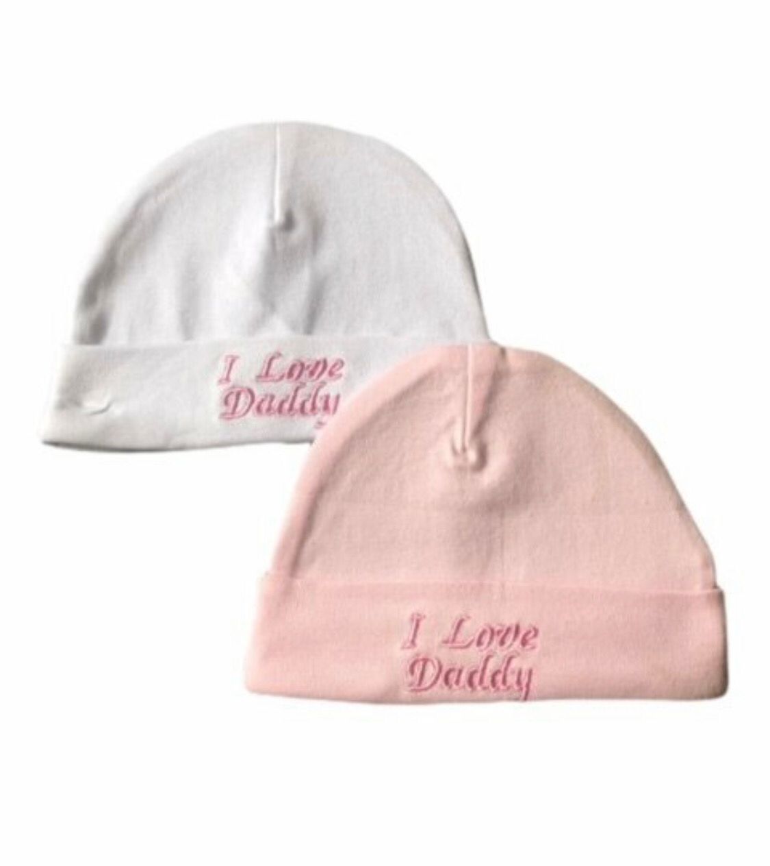 Pink & White I Love Daddy Newborn Cotton Baby Hat