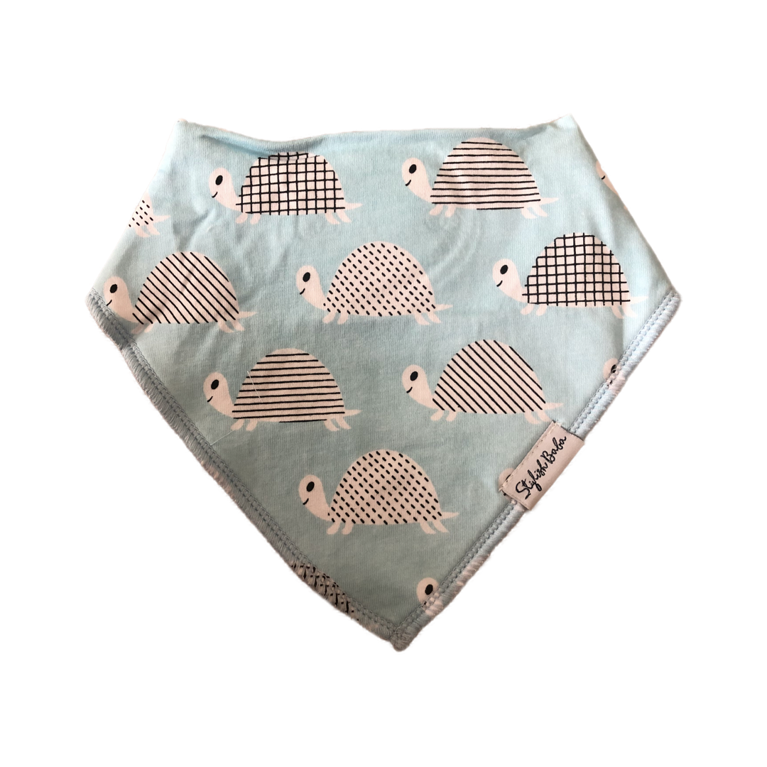 Light Blue Tortoise Drool Proof Baby Bib