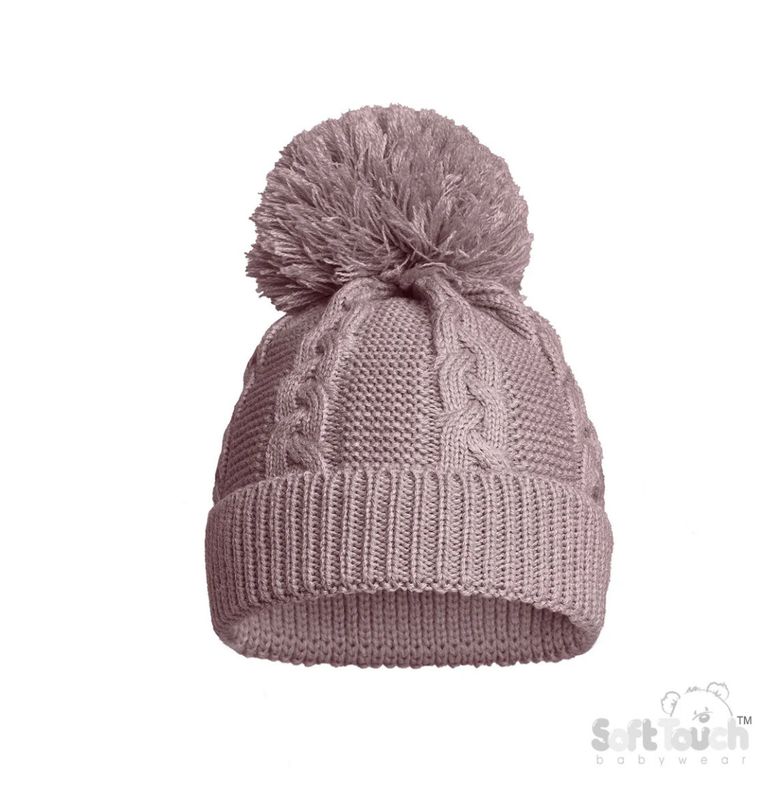 Dusty Pink Pom Pom Hat