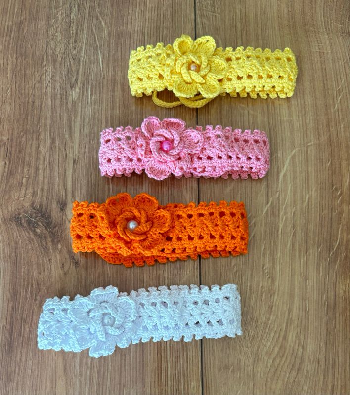 Beautiful Hand Crochet Adjustable Flower Baby Headbands
