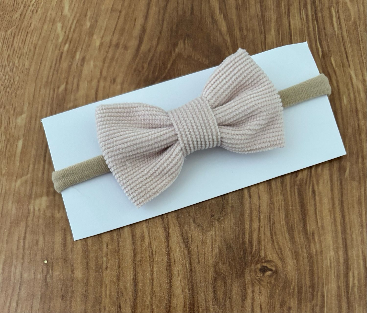 Pretty Beige Corduroy Baby Bow Headband
