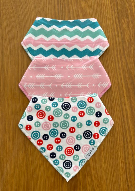 Bright Buttons Set of 3 Dribble Proof Bandana Baby Bibs
