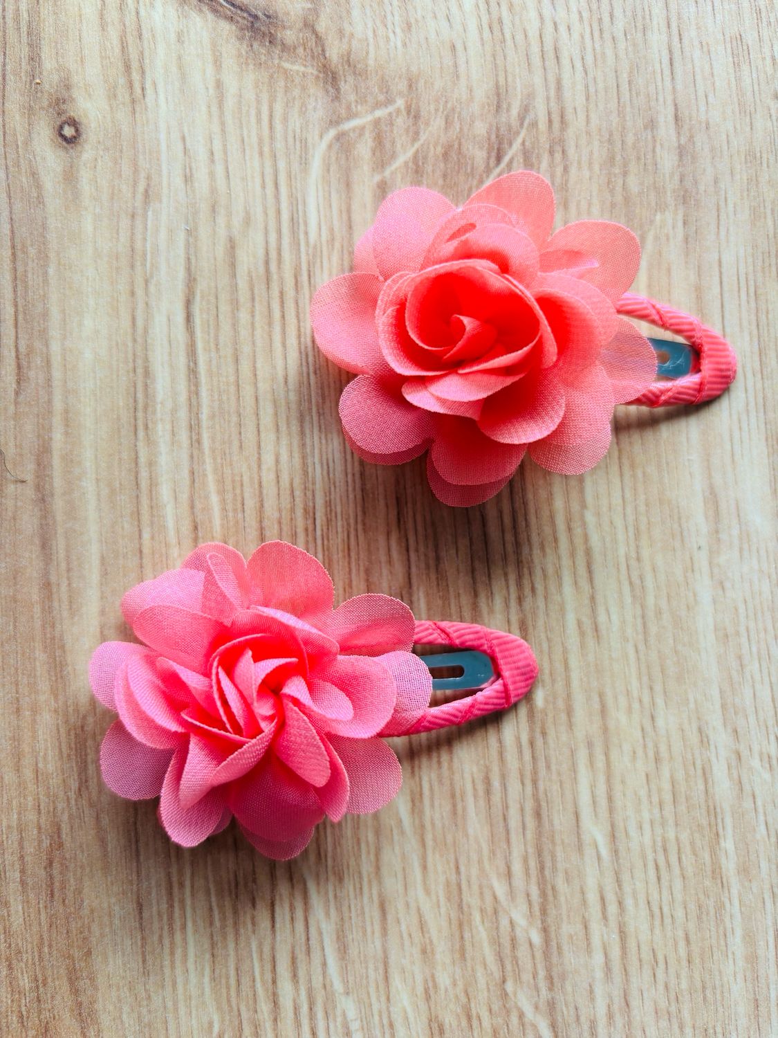 Set of Coral Flower Hair Clips
