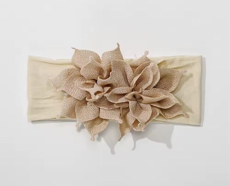 Cream & Beige Double Flower Stretch Baby Headband
