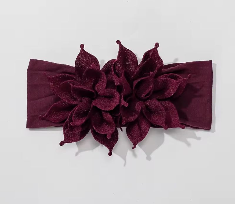 Deep Plum Double Flower Baby Headband